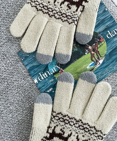 me+em select(ミームセレクト)の「アニマルニット手袋(手袋・レディース・ネイビー/ブラック/アイボリー/チャコールグレー・FREE)」の21枚目の写真