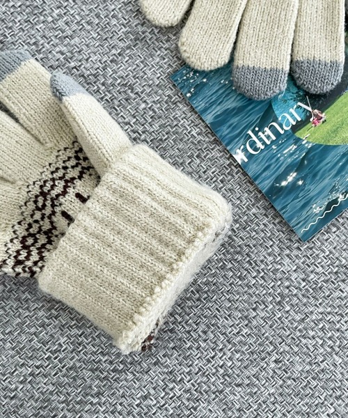 me+em select(ミームセレクト)の「アニマルニット手袋(手袋・レディース・ネイビー/ブラック/アイボリー/チャコールグレー・FREE)」の17枚目の写真