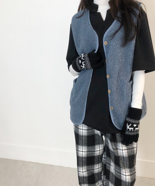 me+em select(ミームセレクト)の「アニマルニット手袋(手袋・レディース・ネイビー/ブラック/アイボリー/チャコールグレー・FREE)」の8枚目の写真