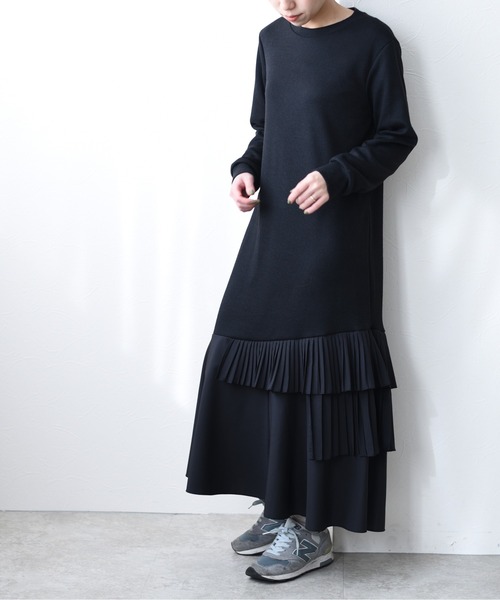 Eimee Law(エイミーロウ)の「裾プリーツリブOP(ワンピース・レディース・ブラック/オフホワイト・38)」の5枚目の写真