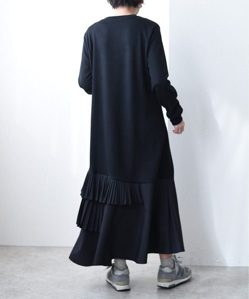 Eimee Law(エイミーロウ)の「裾プリーツリブOP(ワンピース・レディース・ブラック/オフホワイト・38)」の6枚目の写真