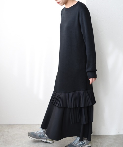 Eimee Law(エイミーロウ)の「裾プリーツリブOP(ワンピース・レディース・ブラック/オフホワイト・38)」の11枚目の写真