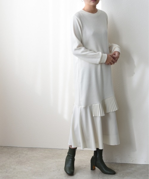 Eimee Law(エイミーロウ)の「裾プリーツリブOP(ワンピース・レディース・ブラック/オフホワイト・38)」の16枚目の写真