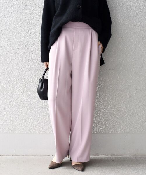 SHIPS（シップス）の「〈手洗い可能〉ソリッドセミワイドパンツ◆（その他パンツ・レディース・ブラック/ライトグリーン/ライトピンク/ベージュ系・40/38/36/34）」の4枚目の写真