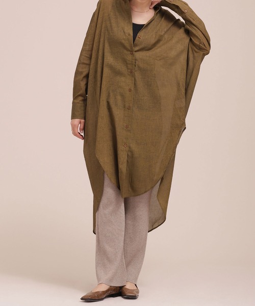 Mes Demoiselles...(メドモワゼル)の「Mes Demoiselles/ロングシャツ/SHIRT HOLLAND(シャツ/ブラウス・レディース・ブラック/カーキ・1)」の1枚目の写真