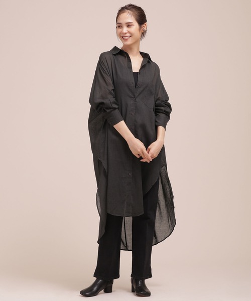 Mes Demoiselles...(メドモワゼル)の「Mes Demoiselles/ロングシャツ/SHIRT HOLLAND(シャツ/ブラウス・レディース・ブラック/カーキ・1)」の3枚目の写真