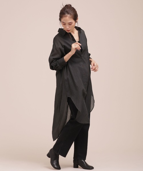 Mes Demoiselles...(メドモワゼル)の「Mes Demoiselles/ロングシャツ/SHIRT HOLLAND(シャツ/ブラウス・レディース・ブラック/カーキ・1)」の7枚目の写真