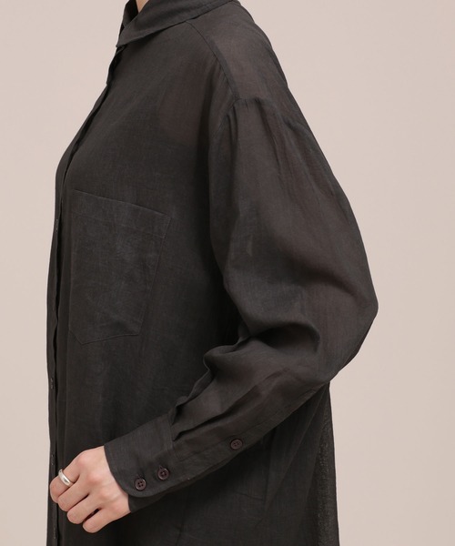 Mes Demoiselles...(メドモワゼル)の「Mes Demoiselles/ロングシャツ/SHIRT HOLLAND(シャツ/ブラウス・レディース・ブラック/カーキ・1)」の6枚目の写真