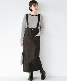 haco! | 欲しいのはワンパク感じゃなく大人っぽさ！着映えと着まわし力はそのまま　女性らしさをぐっとプラス！ストレートシルエットのサロペットスカート by who made me(サロペット/オーバーオール)