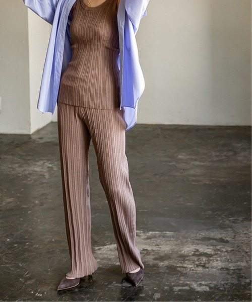 ADAWAS（アダワズ）の「【ADAWAS】PLEATED STITCHニットパンツ◆（その他パンツ・レディース・ピンク/ブラウン/ブラック/ナチュラル・FREE）」の3枚目の写真