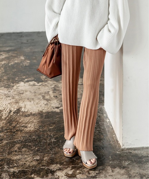 ADAWAS（アダワズ）の「【ADAWAS】PLEATED STITCHニットパンツ◆（その他パンツ・レディース・ピンク/ブラウン/ブラック/ナチュラル・FREE）」の4枚目の写真