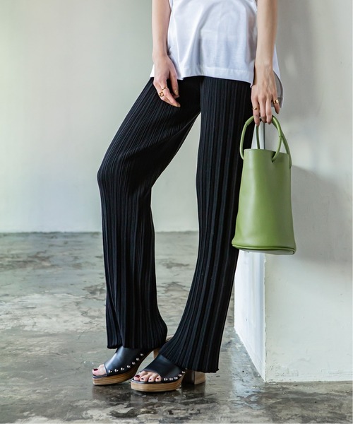 ADAWAS（アダワズ）の「【ADAWAS】PLEATED STITCHニットパンツ◆（その他パンツ・レディース・ピンク/ブラウン/ブラック/ナチュラル・FREE）」の2枚目の写真