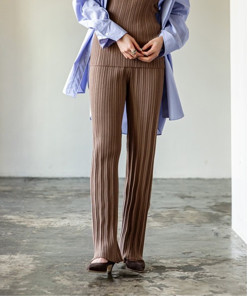 ADAWAS（アダワズ）の「【ADAWAS】PLEATED STITCHニットパンツ◆（その他パンツ・レディース・ピンク/ブラウン/ブラック/ナチュラル・FREE）」の6枚目の写真