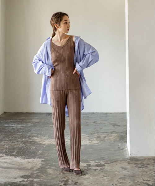 ADAWAS（アダワズ）の「【ADAWAS】PLEATED STITCHニットパンツ◆（その他パンツ・レディース・ピンク/ブラウン/ブラック/ナチュラル・FREE）」の9枚目の写真