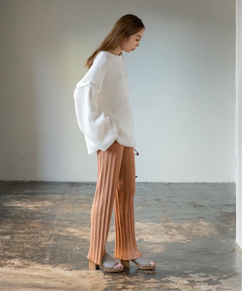 ADAWAS（アダワズ）の「【ADAWAS】PLEATED STITCHニットパンツ◆（その他パンツ・レディース・ピンク/ブラウン/ブラック/ナチュラル・FREE）」の16枚目の写真