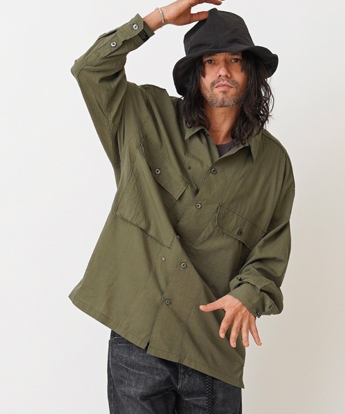 EGO TRIPPING（エゴトリッピング）の「ms4954-HBT SHIRTS シャツ（シャツ/ブラウス・メンズ・ブラック/カーキ・46/48）」の14枚目の写真