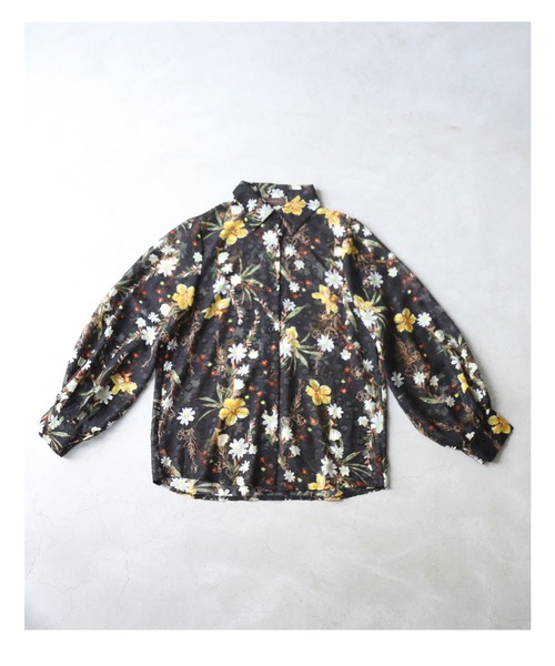 cawaii(カワイイ)の「(黒)ドットとお花の柄合わせシアーブラウストップス(シャツ/ブラウス・レディース・ブラック・FREE)」の4枚目の写真