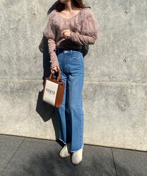one after another NICE CLAUP(ワンアフターアナザーナイスクラップ)の「テレコチュールトップス(Tシャツ/カットソー・レディース・ベージュ/アイボリー/モカ・FREE)」の21枚目の写真