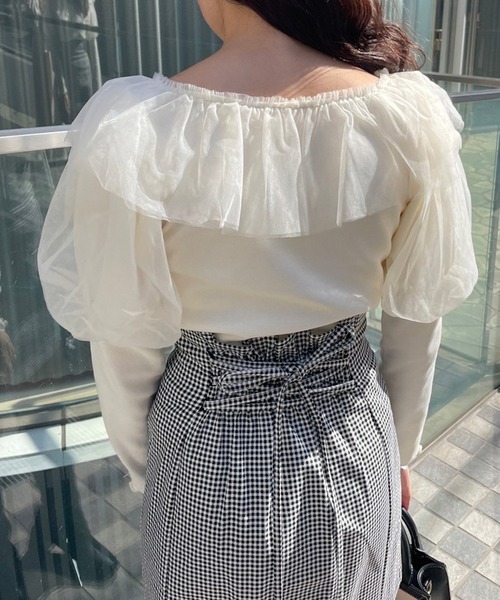 one after another NICE CLAUP(ワンアフターアナザーナイスクラップ)の「テレコチュールトップス(Tシャツ/カットソー・レディース・ベージュ/アイボリー/モカ・FREE)」の12枚目の写真