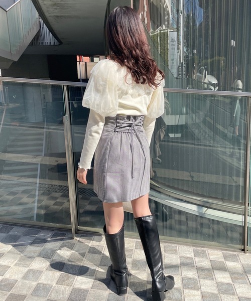 one after another NICE CLAUP(ワンアフターアナザーナイスクラップ)の「テレコチュールトップス(Tシャツ/カットソー・レディース・ベージュ/アイボリー/モカ・FREE)」の8枚目の写真
