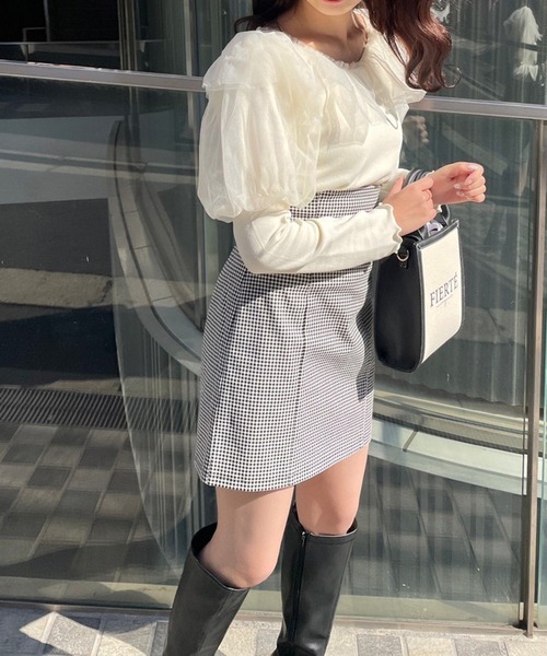 one after another NICE CLAUP(ワンアフターアナザーナイスクラップ)の「テレコチュールトップス(Tシャツ/カットソー・レディース・ベージュ/アイボリー/モカ・FREE)」の10枚目の写真