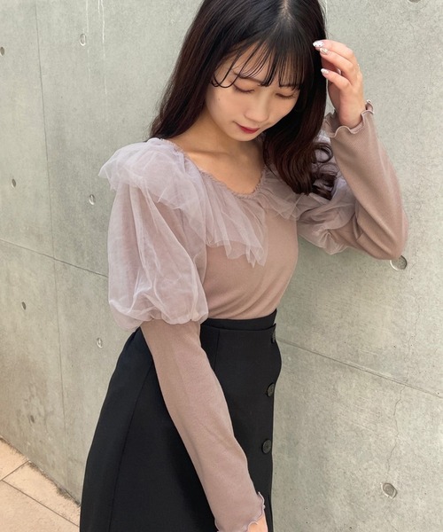one after another NICE CLAUP(ワンアフターアナザーナイスクラップ)の「テレコチュールトップス(Tシャツ/カットソー・レディース・ベージュ/アイボリー/モカ・FREE)」の20枚目の写真