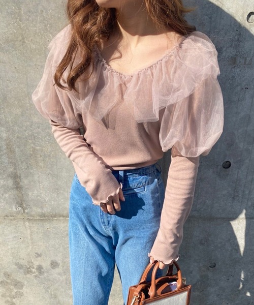 one after another NICE CLAUP(ワンアフターアナザーナイスクラップ)の「テレコチュールトップス(Tシャツ/カットソー・レディース・ベージュ/アイボリー/モカ・FREE)」の22枚目の写真