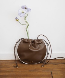 Rb カウレザー 2tone Round Drawstring Shoulder