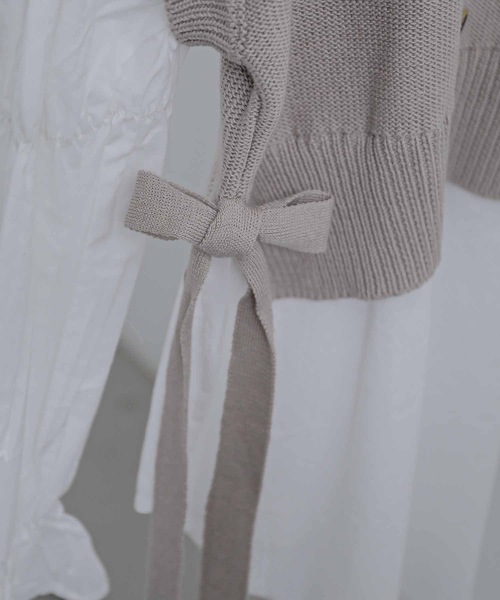 Fashion Letter（ファッションレター）の「レイヤードデザインドッキングニットベストブラウス（シャツ/ブラウス・レディース・ブルー/グレイッシュベージュ/ブラック・M）」の15枚目の写真