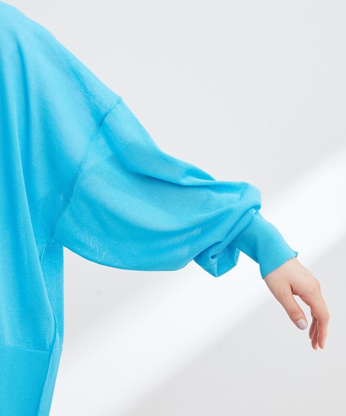 ADAM ET ROPE'（アダムエロペ）の「【WEB限定】シアーニットカーディガン（カーディガン/ボレロ・レディース・ブラック/ブルー/グリーン/キナリ・FREE）」の13枚目の写真