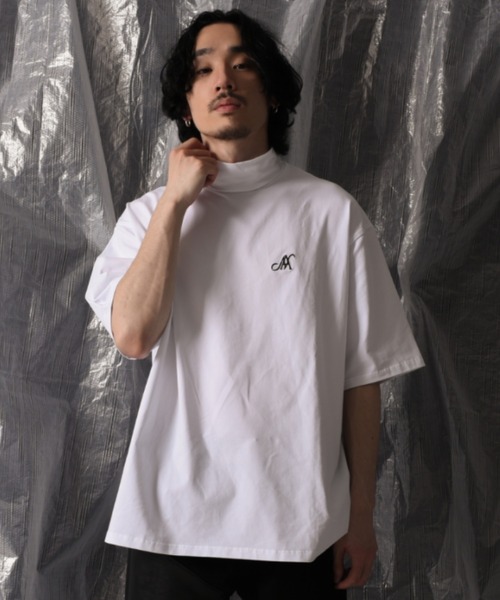 A'GEM9(エージェムナイン)の「『A'GEM/9 / エージェムナイン』ハイネック半袖Tシャツ(Tシャツ/カットソー・メンズ・ホワイト/ブラック/A・FREE)」の2枚目の写真