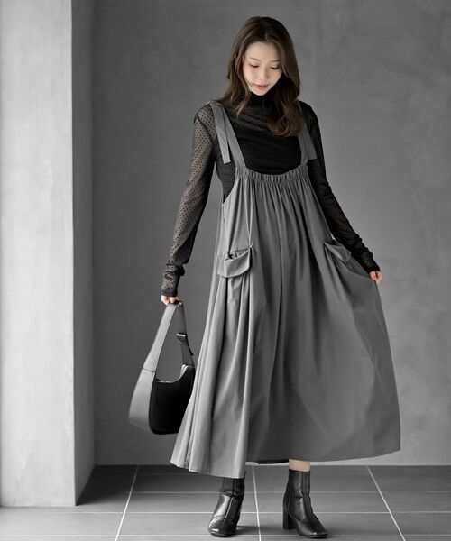 Striped Jumper Skirt ジャンパースカートrich gray Wool jumper skirt (Heather gray) – Audire
