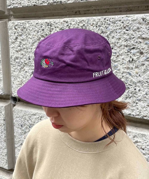 FRUIT OF THE LOOM（フルーツオブザルーム）の「FRUIT OF THE LOOM/ LOGO EMB BUCKET HAT ロゴ バケットハット 14713000（ハット・メンズ・パープル/ホワイト/ブラック/ベージュ/ピンク系その他/グリーン系その他/ブルー・FREE）」の6枚目の写真