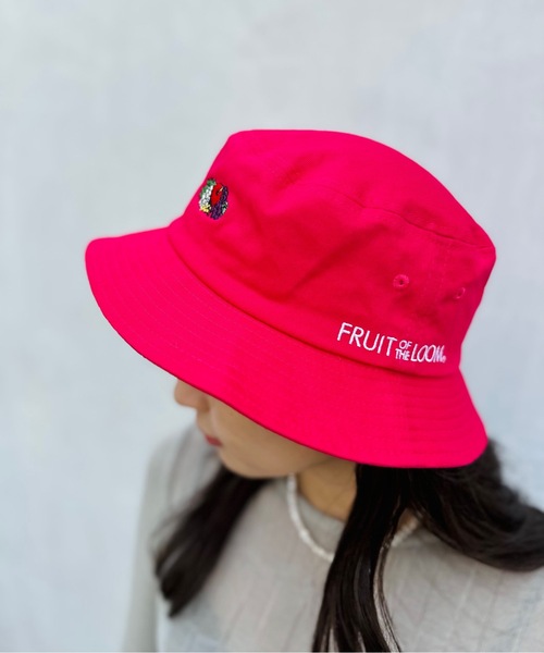 FRUIT OF THE LOOM（フルーツオブザルーム）の「FRUIT OF THE LOOM/ LOGO EMB BUCKET HAT ロゴ バケットハット 14713000（ハット・メンズ・パープル/ホワイト/ブラック/ベージュ/ピンク系その他/グリーン系その他/ブルー・FREE）」の7枚目の写真