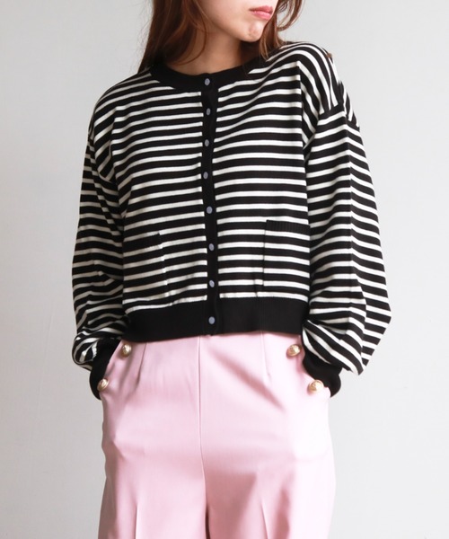 feepur(フェピュール)の「配色ボタンクルーニットカーディガン(カーディガン/ボレロ・レディース・オフホワイト/ピンク/ブラック/グリーン/ホワイト×ブラック/ブルー・MEDIUM)」の19枚目の写真