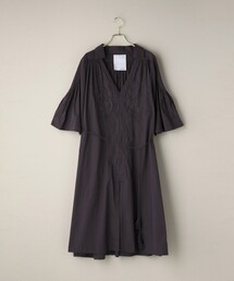 HAVA/ハーヴァ 刺繍ウェスト紐ワンピース/エンブロイダリー コットンロングドレス