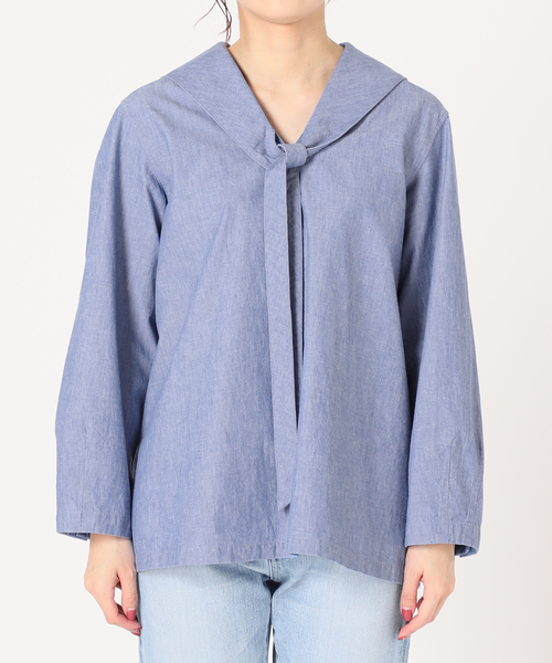 極美品 イエナラブークル IENA デニム セーラーシャツ 22SS 定価2万 セール】IENA LA BOUCLE ライト デニム セーラーシャツ（シャツ