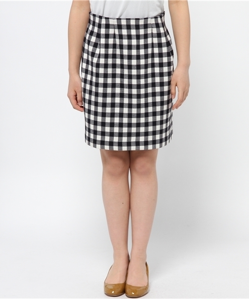 one after another NICE CLAUP(ワンアフターアナザーナイスクラップ)の「【non-no5月号掲載 ナイスクラップ】2重織ギンガムタイトスカート(スカート・レディース・ライトグレー/レッド/ネイビー・FREE)」の8枚目の写真