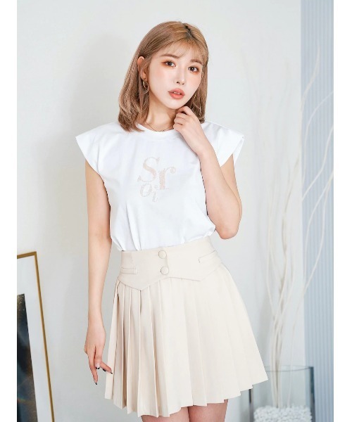Darich(ダーリッチ)の「レタリングビーズTシャツ(Tシャツ/カットソー・レディース・イエロー系その他/ホワイト/ブラック・FREE)」の2枚目の写真