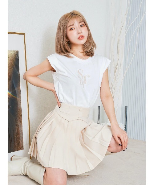 Darich(ダーリッチ)の「レタリングビーズTシャツ(Tシャツ/カットソー・レディース・イエロー系その他/ホワイト/ブラック・FREE)」の6枚目の写真