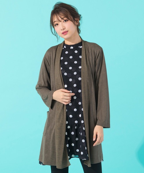 セール】リネンライクカットソーロングカーディガン（Tシャツ  