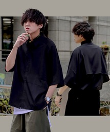 にっしー×JUNRed ワンサイドラグラントレンチオーバーハーフスリーブシャツ