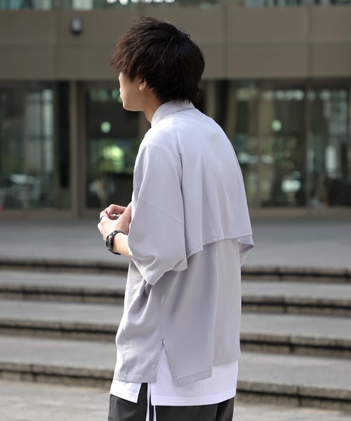 JUNRED(ジュンレッド)の「にっしー×JUNRed ワンサイドラグラントレンチオーバーハーフスリーブシャツ(シャツ/ブラウス・メンズ・ライトグレー/ブラック/グリーン/マスタード・S/M/L)」の10枚目の写真