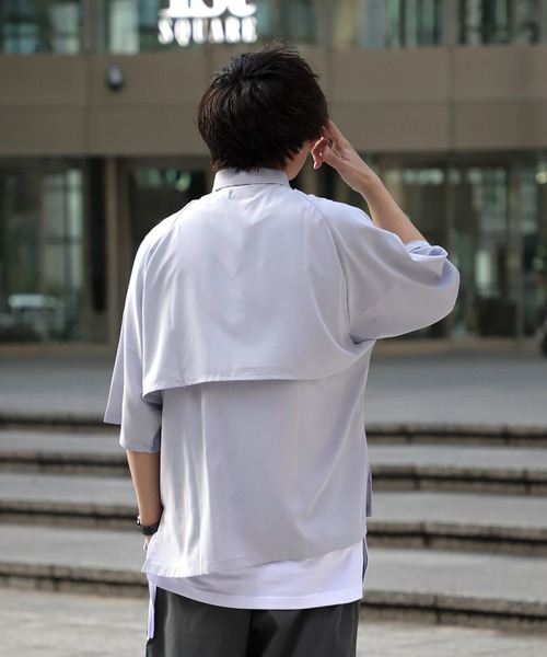 JUNRED(ジュンレッド)の「にっしー×JUNRed ワンサイドラグラントレンチオーバーハーフスリーブシャツ(シャツ/ブラウス・メンズ・ライトグレー/ブラック/グリーン/マスタード・S/M/L)」の11枚目の写真
