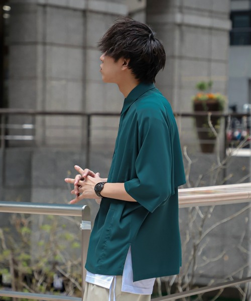 JUNRED(ジュンレッド)の「にっしー×JUNRed ワンサイドラグラントレンチオーバーハーフスリーブシャツ(シャツ/ブラウス・メンズ・ライトグレー/ブラック/グリーン/マスタード・S/M/L)」の17枚目の写真