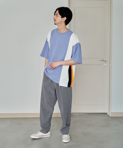 niko and...（ニコアンド）の「配色サイドプリーツTシャツ（Tシャツ/カットソー・メンズ・ネイビー/オフホワイト/ライトブルー・MEDIUM/LARGE）」の20枚目の写真