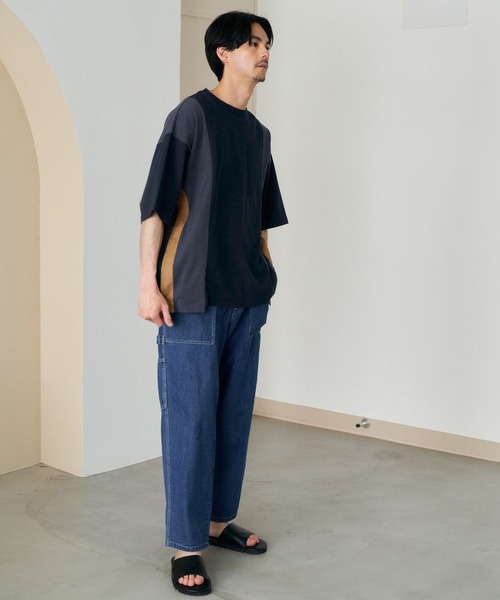 niko and...（ニコアンド）の「配色サイドプリーツTシャツ（Tシャツ/カットソー・メンズ・ネイビー/オフホワイト/ライトブルー・MEDIUM/LARGE）」の11枚目の写真