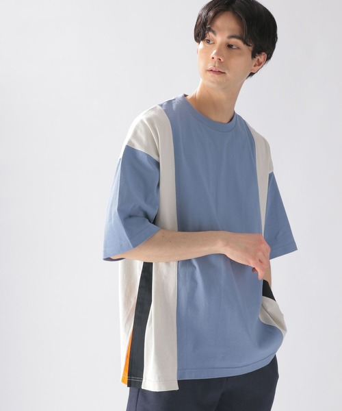 niko and...（ニコアンド）の「配色サイドプリーツTシャツ（Tシャツ/カットソー・メンズ・ネイビー/オフホワイト/ライトブルー・MEDIUM/LARGE）」の7枚目の写真