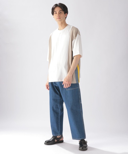 niko and...（ニコアンド）の「配色サイドプリーツTシャツ（Tシャツ/カットソー・メンズ・ネイビー/オフホワイト/ライトブルー・MEDIUM/LARGE）」の9枚目の写真