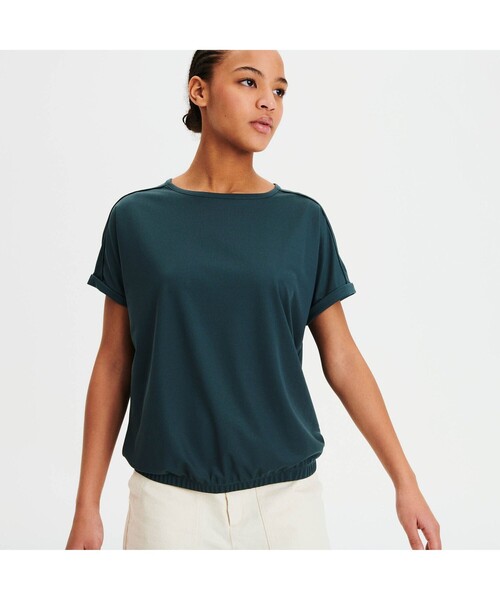 AIGLE(エーグル)の「吸水速乾 ヘムブラウジング フレンチスリーブTシャツ(Tシャツ/カットソー・レディース・ホワイト/ダークグリーン/レッド・S/M/L)」の3枚目の写真